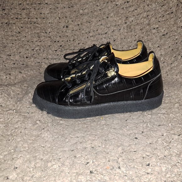 GIUSEPPE ZANOTTI-Frankie-Black Croc Low Top Casual Sneakers-Sz 42-Excellent - Picture 2 of 9
